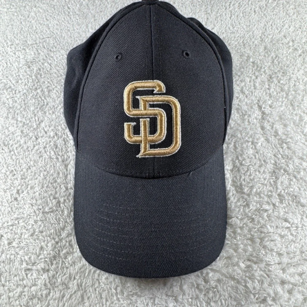 Vintage 90s San Diego Padres Twins Enterprise Navy Wool‎ Adjustable Hat Cap